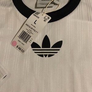 Adidas White Tee with Black Logo
